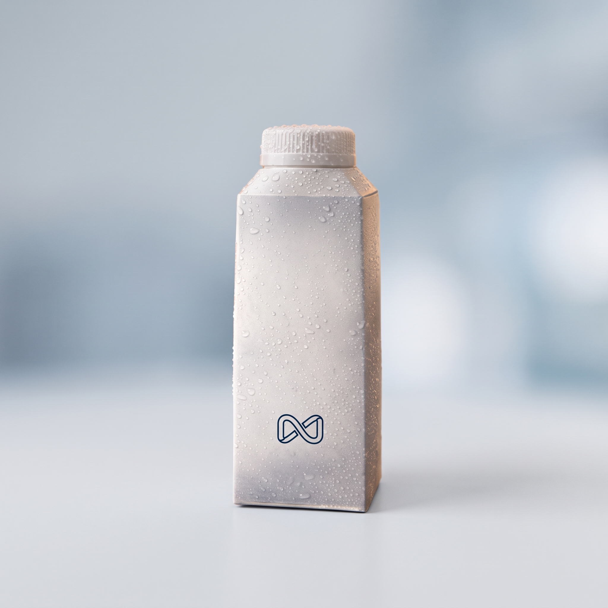 Emballage d’eau en carton NoPlax avec un logo imprimé sur la face avant uniquement